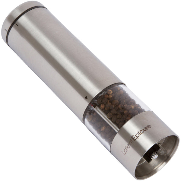 Electric Salt and Pepper Grinder Set - Battery Operated Stainless Steel Mill  wit