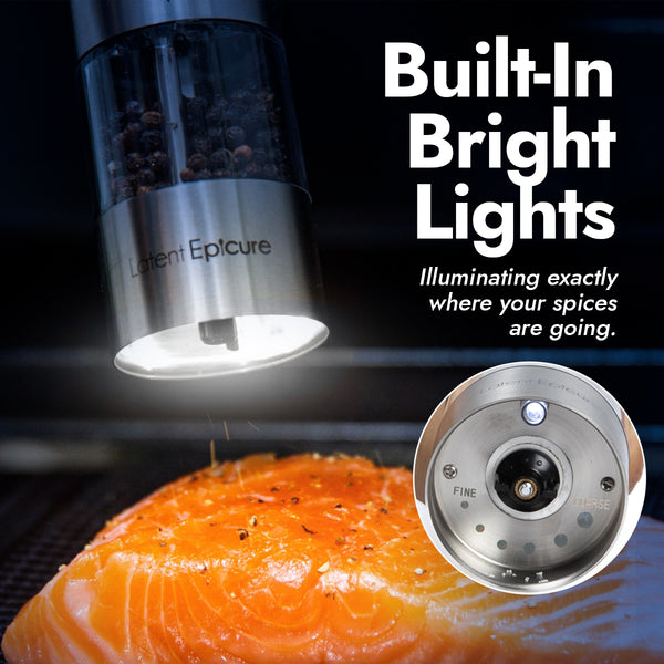 USB-C Rechargeable Salt & Pepper Grinder Set (2 Mills + Mill Rest Tray)